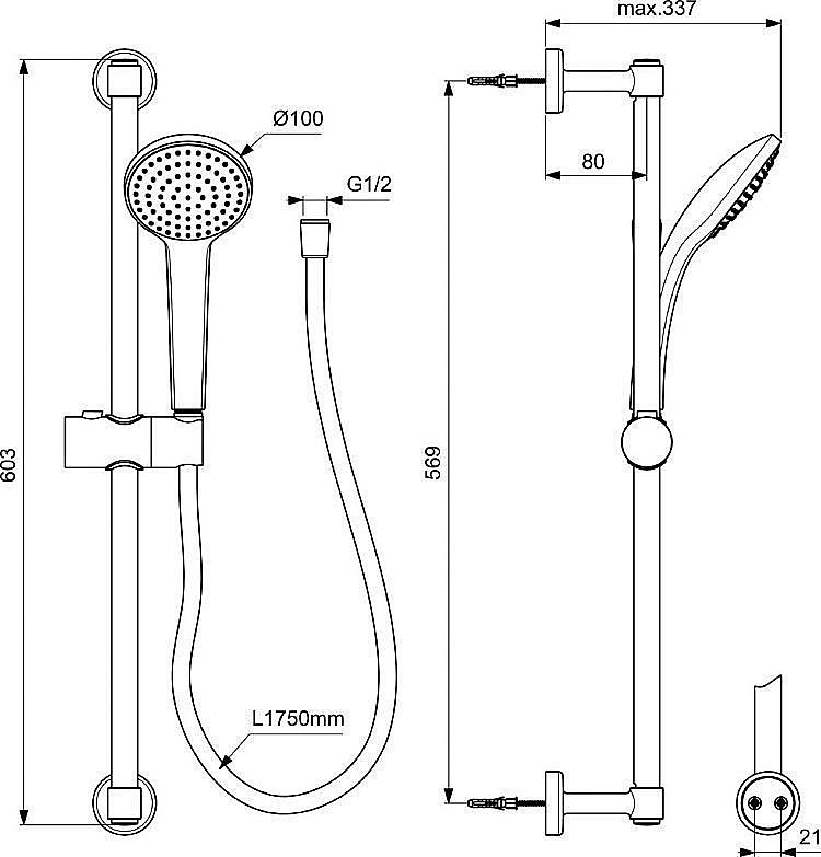 Душевая гарнитура Ideal Standard IDEALRAIN BD142XG купить в интернет-магазине сантехники Sanbest
