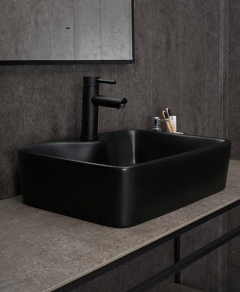 Раковина накладная Gid Geometrico 48 Bm9091 53373 черная матовая купить в интернет-магазине Sanbest