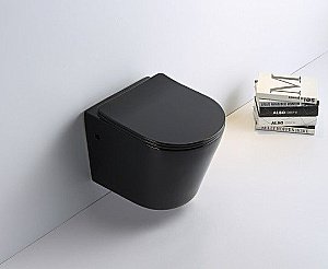 Унитаз подвесной CeramaLux B2330B черный, безободковый, с крышкой микролифт купить в интернет-магазине Sanbest