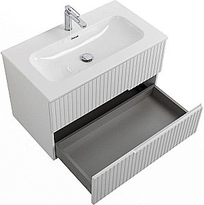 Тумба с раковиной Cezares DUET-N 80 DUET-N-800-2C-SO-FBS-P ясень белая софт для ванной в интернет-магазине Sanbest