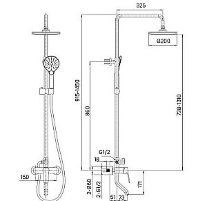 Душевая система Milardo Simp SIMSB1FM06 хром купить в интернет-магазине сантехники Sanbest