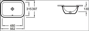 Раковина Jacob Delafon VOX 57 EYA102-00 белая купить в интернет-магазине Sanbest