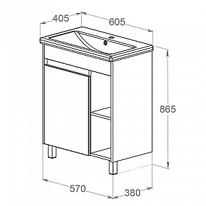 Тумба с раковиной Orange TOPLINE-Line TLIB60+RA белая для ванной в интернет-магазине Sanbest