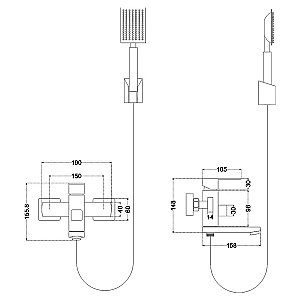 Смеситель для ванны Melana Cubo 610205 сатин купить в интернет-магазине сантехники Sanbest