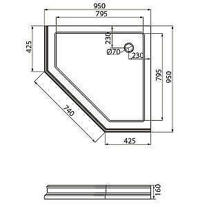 Душевой поддон Migliore DIADEMA 24587 95х95 белый, декор бронза купить в интернет-магазине Sanbest
