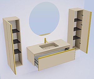 Тумба с раковиной Armadi Art QUATRO 1 100 DAPHNE/профиль MATT GOLD/раковина DAPHNE для ванной в интернет-магазине Sanbest