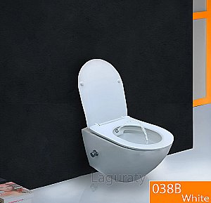 Унитаз подвесной с функцией биде Laguraty 038BW белый, безободковый, с крышкой микролифт купить в интернет-магазине Sanbest