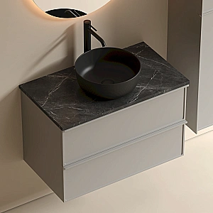 Тумба с раковиной и столешницей Sancos Velta 80 VL80WG+CN6073MB теплый серый матовый/раковина черная матовая для ванной в интернет-магазине Sanbest