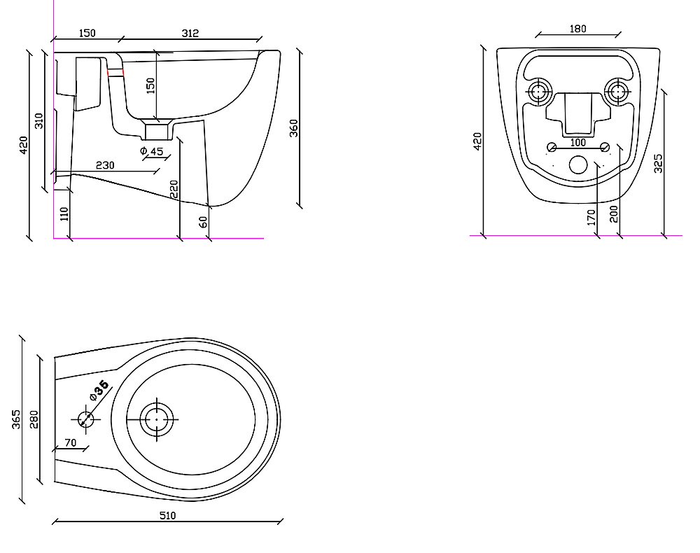 Биде подвесное Galassia Ergo 7110 купить в интернет-магазине Sanbest