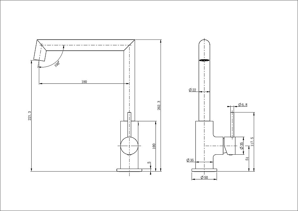 Смеситель для кухни WONZON & WOGHAND WW-L1005-CR хром купить в интернет-магазине сантехники Sanbest