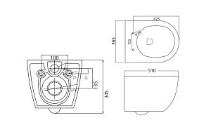 Унитаз подвесной CEZARES STYLUS-TOR CZR-6601-TH-TOR инсталляцией и кнопкой хром купить в интернет-магазине Sanbest