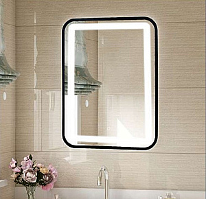 Зеркало Azario Мальта-лофт 60х80 LED-00002353 черное в ванную от интернет-магазине сантехники Sanbest