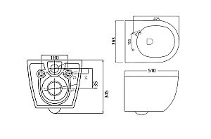 Унитаз подвесной CEZARES STYLUS-TOR CZR-6601-TH-TOR безободковый, с крышкой микролифт, с инсталляцией и кнопкой хром, слив-торнадо купить в интернет-магазине Sanbest