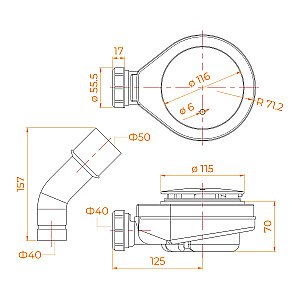 Сифон для душевого поддона RGW S-18G 44241800-06 золото купить в интернет-магазине сантехники Sanbest