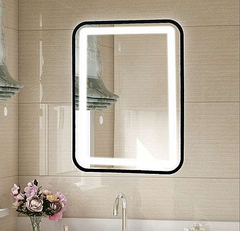 Зеркало Azario Мальта-лофт 60х80 LED-00002353 черное в ванную от интернет-магазине сантехники Sanbest