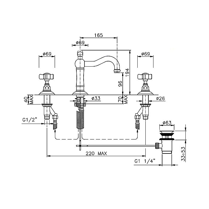 Смеситель для раковины Nicolazzi Dames Anglaises 1409CR18 хром купить в интернет-магазине сантехники Sanbest