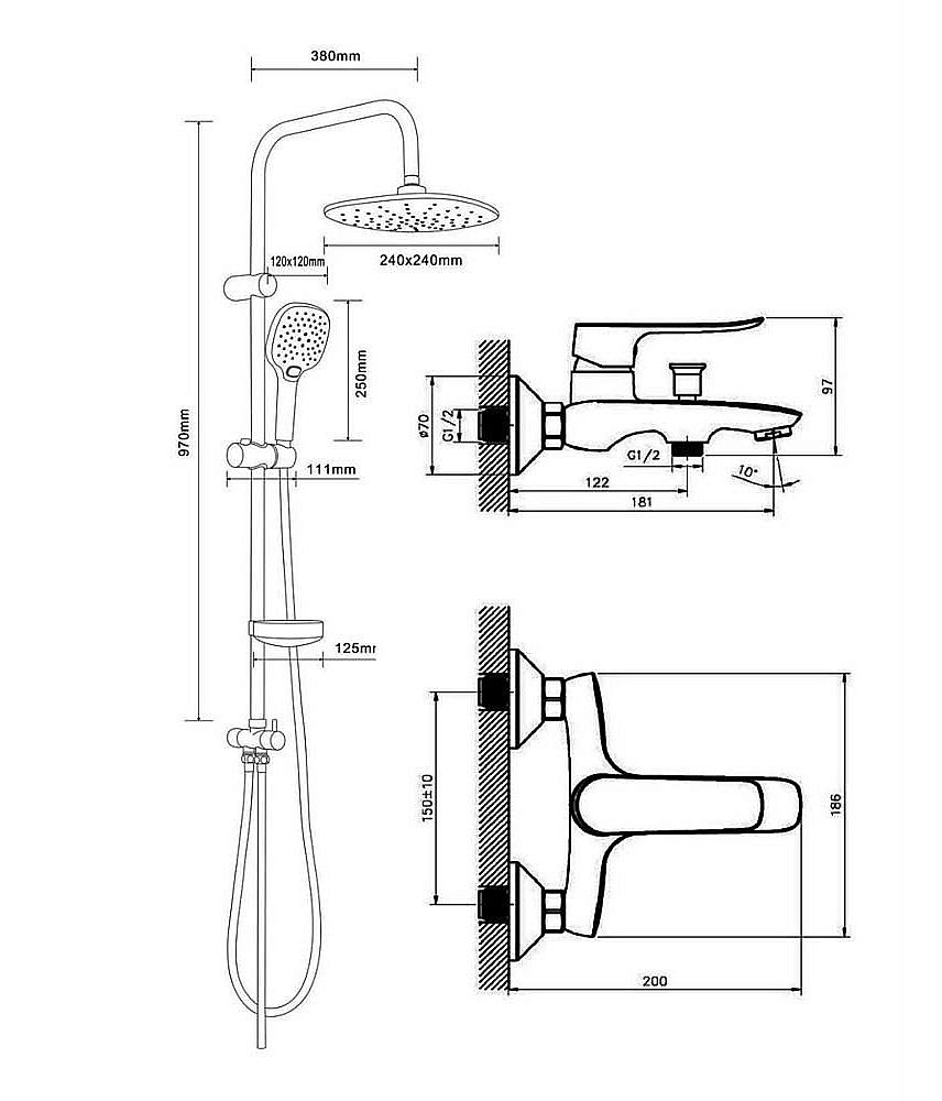 Душевая система Agger Nice A2595000 хром купить в интернет-магазине сантехники Sanbest