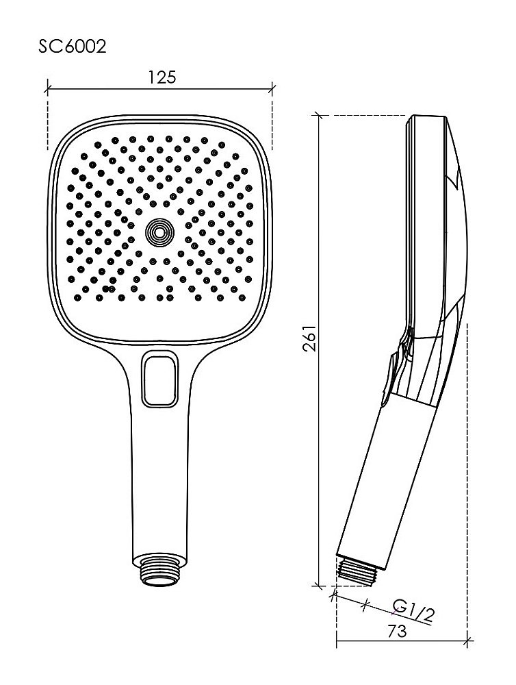Душевая лейка Sancos Nok square SC6002CH-B хром/черный матовый купить в интернет-магазине сантехники Sanbest