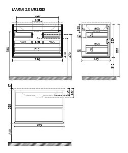 Тумба с раковиной Sancos Marmi 2.0 MR2.080EG дуб галифакс натуральный для ванной в интернет-магазине Sanbest