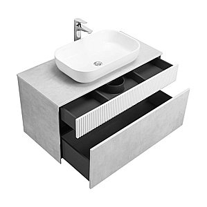 Тумба с раковиной Акватон Марбл 100/Лола 60 слейт/белая матовая для ванной в интернет-магазине Sanbest