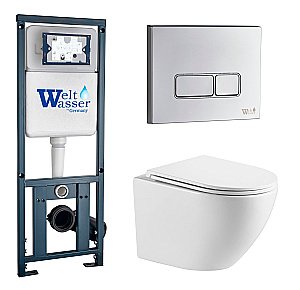 Унитаз с инсталляцией WeltWasser MARBERG 410 + MERZBACH 043 GL-WT + MAR 410 SE CR купить в интернет-магазине Sanbest