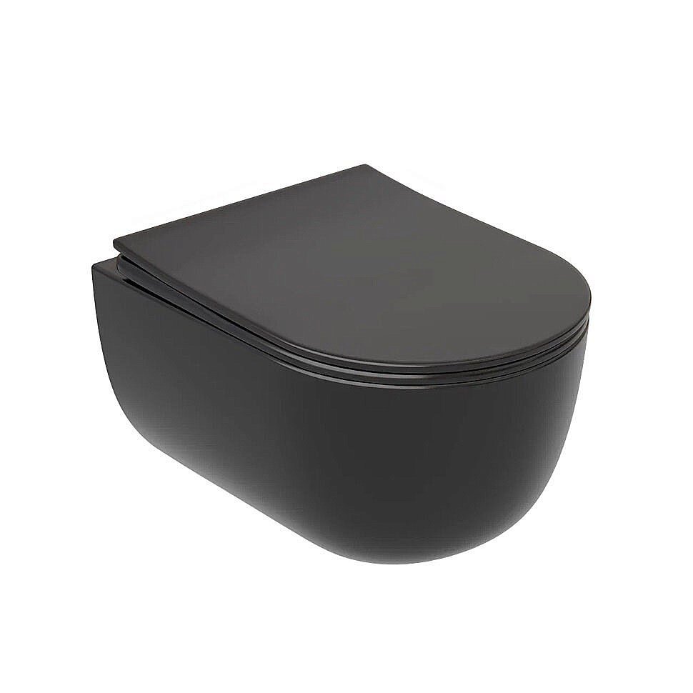 Унитаз подвесной Ceramica Nova Modena CN6063MB безободковый, с крышкой микролифт, черный матовый купить в интернет-магазине Sanbest