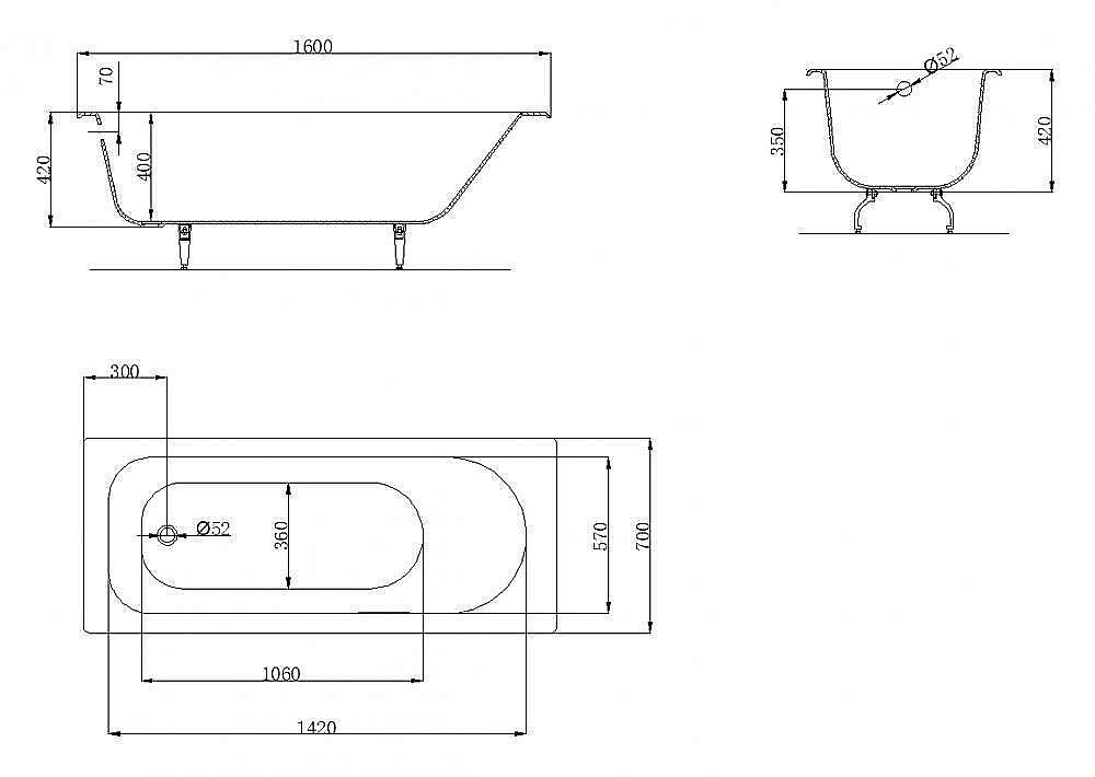 Ванна чугунная OWL 1975 Roxen OWLIB191101 160x70 белая купить в интернет-магазине Sanbest