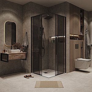 Душевой уголок Grossman Galaxy 300.K33.01.9090.21.10 90x90 стекло тонированное/профиль черный матовый купить в интернет-магазине Sanbest