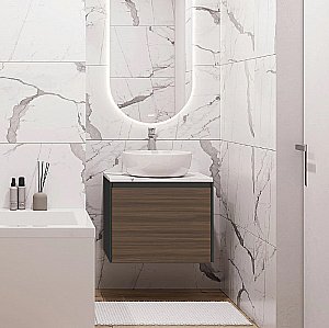 Мебель для ванной Cersanit GRANDE 60 со столешницей, бежевая черный орех для ванной в интернет-магазине Sanbest