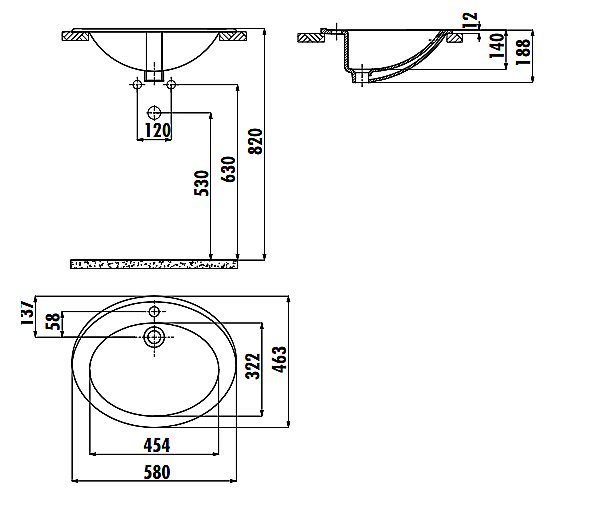 Раковина Creavit 58 TP230-0000 белая купить в интернет-магазине Sanbest