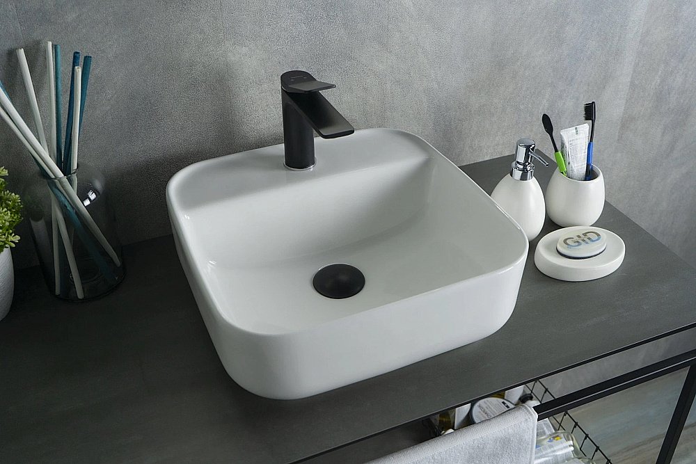 Раковина накладная Gid Geometrico 38,5 N9044 51165 белая купить в интернет-магазине Sanbest