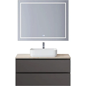 Тумба с раковиной и столещницей BelBagno 100 KRAFT-1000-2C-SO-GSO+KEP-100-MCO темно-серая матовая для ванной в интернет-магазине Sanbest