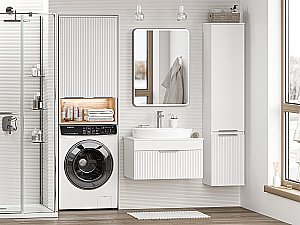 Шкаф подвесной Misty Enfida 60 ENF-08060-011 Белый / Дуб Сонома светлый для ванной в интернет-магазине сантехники Sanbest