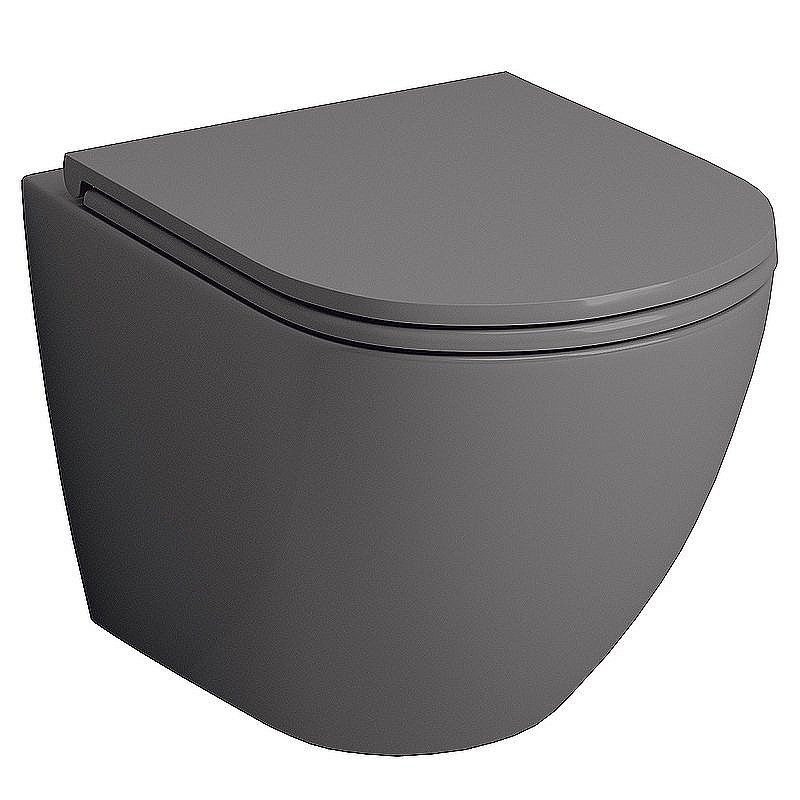 Унитаз подвесной Grossman Color GR-4455GMS безободковый, с крышкой микролифт, серый матовый купить в интернет-магазине Sanbest