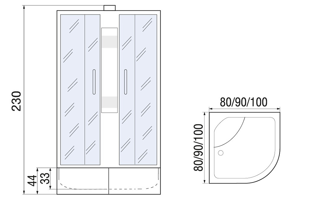 Душевая кабина River Nara XL 100/44 MT 10000006212 купить в интернет-магазине Sanbest