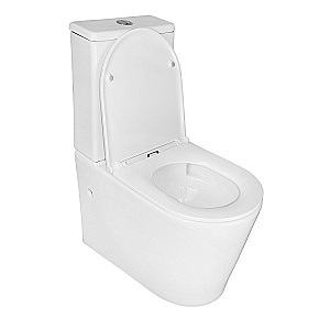 Унитаз напольный Azario Conto AZ-T005BR белый, безободковый, с бачком, с крышкой микролифт, слив торнадо купить в интернет-магазине Sanbest