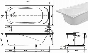 Ванна Taliente Bolseno Matt BL18080Matt 180х80 белая матовая купить в интернет-магазине Sanbest