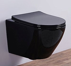 Унитаз подвесной Ceramalux CL2196 -18 черный, безободковый, с крышкой микролифт купить в интернет-магазине Sanbest