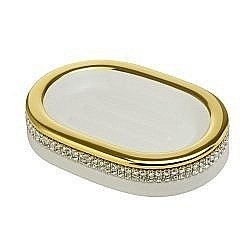 Мыльница Migliore Dubai 26961 белая керамика/золото-swarovski купить в интернет-магазине сантехники Sanbest