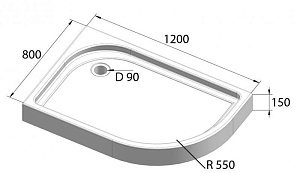 Душевой поддон BelBagno TRAY-BB-RH-120/80-550-15-W купить в интернет-магазине Sanbest