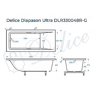 Ванна с узким бортом Delice Diapason DLR330048R-G 160х70 белая/ручки хром купить в интернет-магазине Sanbest