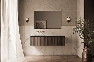 Тумба с раковиной Vincea Luxe 140 VMC-4LX140WN/VWTB-4LX140VB натуральный орех для ванной в интернет-магазине Sanbest