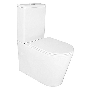 Унитаз напольный Azario Conto AZ-T005BR белый, безободковый, с бачком, с крышкой микролифт, слив торнадо купить в интернет-магазине Sanbest