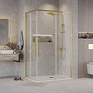 Душевой уголок Grossman Galaxy 300.K33.01.9070.32.00 90x70 стекло прозрачное/профиль золото сатин купить в интернет-магазине Sanbest