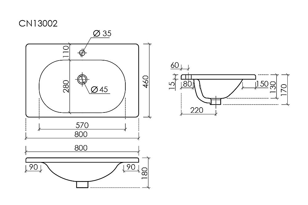 Раковина Ceramica Nova Sabo CN13002 белый купить в интернет-магазине Sanbest