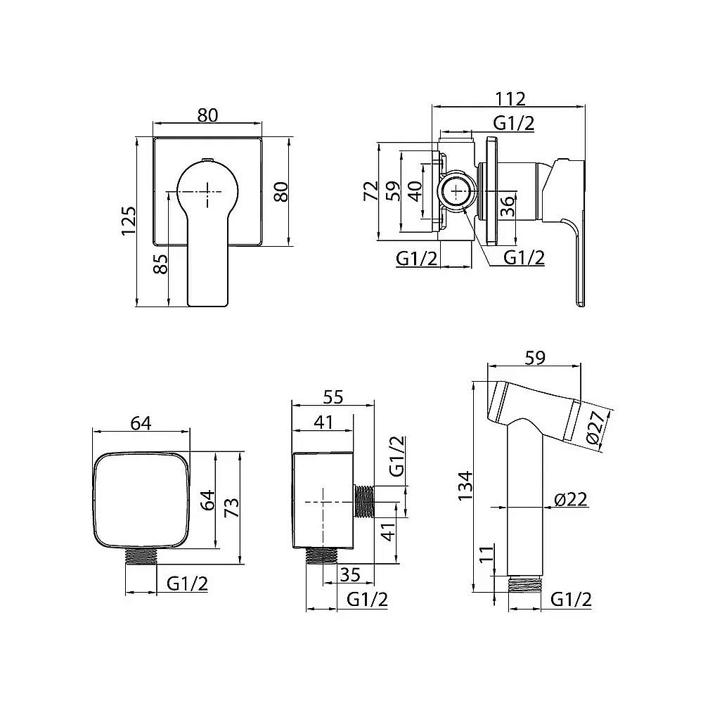 Гигиенический душ Elghansa Berkshire 34Q0743-Black (Set-824) черный купить в интернет-магазине сантехники Sanbest