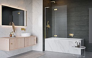 Шторка для ванны Radaway Essenza 8 SL Gold PND II 120 стекло прозрачное/профиль золото купить в интернет-магазине Sanbest