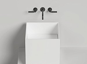 Раковина накладная Salini Armonia SQUARE 03 130523M 45 из искусственного камня S-Stone, белая матовая купить в интернет-магазине Sanbest