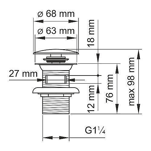 Донный клапан WasserKRAFT Push-up A080 купить в интернет-магазине сантехники Sanbest