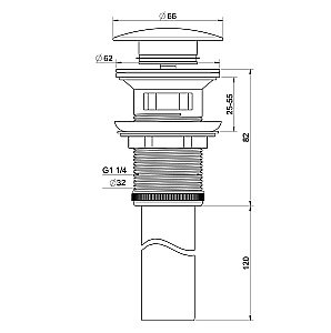Донный клапан для раковины с переливом 1 1/4 WONZON & WOGHAND, Хром (WW-88SS03-CR) купить в интернет-магазине сантехники Sanbest